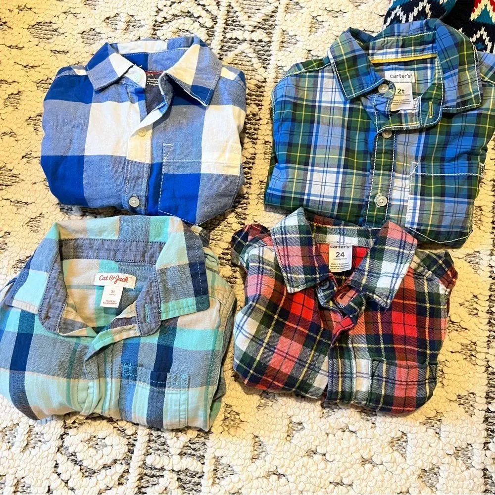 2T Boys Winter Bundle Flannel Shirts and Sweater